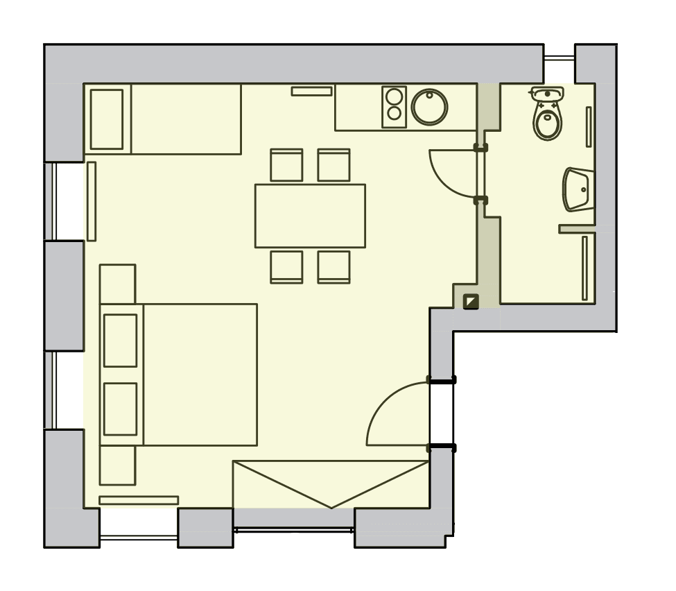 Apartmán 1 – půdorys